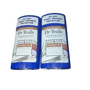 Dr.Teal's Aluminum Free Deodorant Coconut Oil 2.65 oz Lot Of 2 New All Day Prot